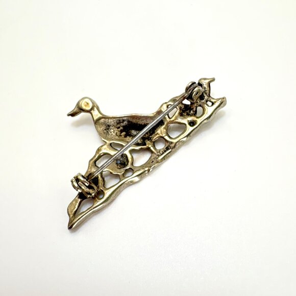 VTG Sterling Silver 925 Duck and Ducklings Brooch Pin Size 1.75" Length - Picture 3 of 10